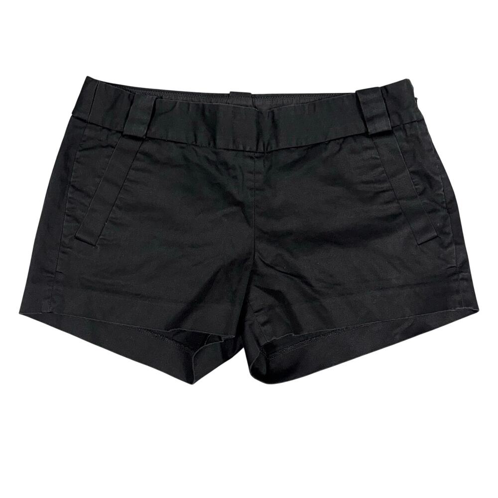 J Crew Black Shorts 4 Flat Front Cotton Stretch Preppy Classic Capsule Summer